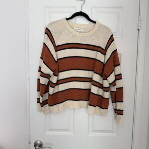 The Great The Dune Oversized Stripe Knit Sweater Orange White Size 2